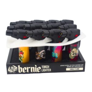 SPECIAL BLUE BERNIE SKULL & ROSES II TORCH LIGHTER (LT167M) 12CT DISPLAY