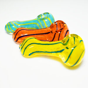 3 Inch Glass Fumic Design  Assorted Colors Hand Pipe (sp22)
