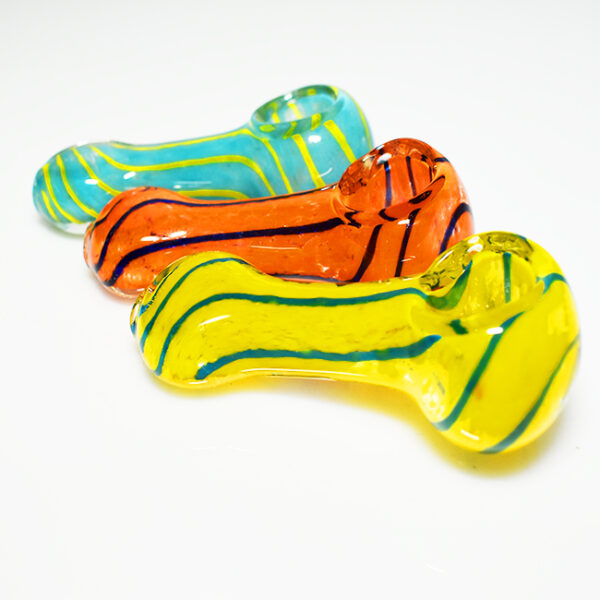 3 Inch Glass Fumic Design  Assorted Colors Hand Pipe (sp22)