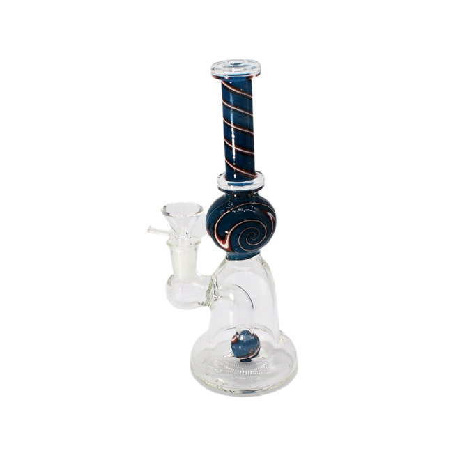 8" PERC DESIGN CLEAR GLASS WATER PIPE