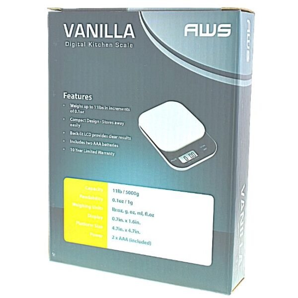 AWS VANILLA  DIGITAL KITCHEN SCALE 5000G / 11 LB - Image 2