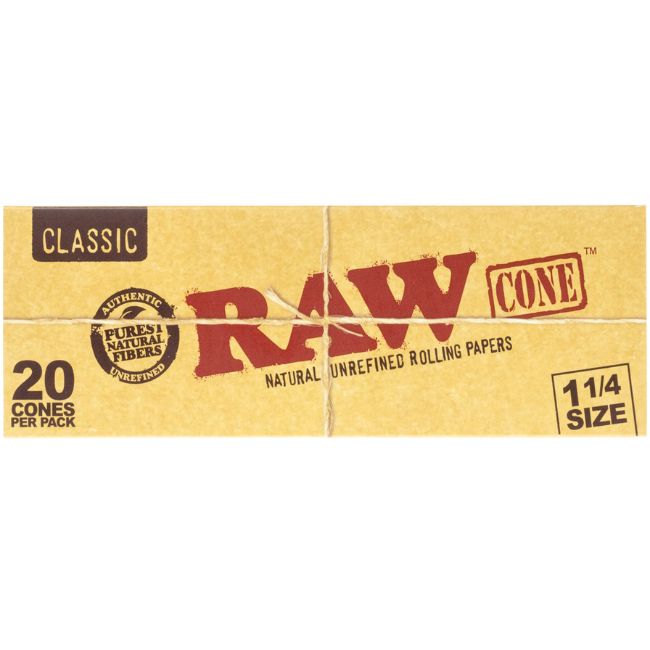 RAW CLASSIC 1-1/4 CONES SINGLE 20 CONES PER PACK