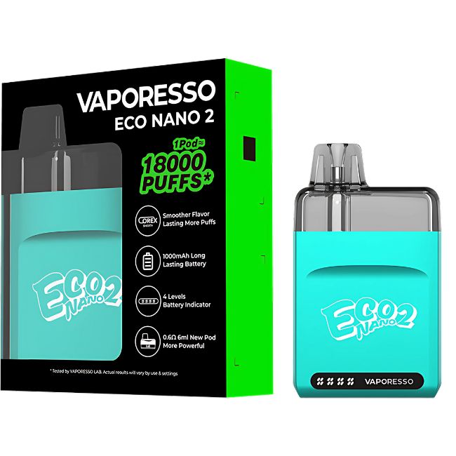 VAPORESSO ECO NANO2 1POD = 18K PUFFS (6ML) 1000mAH POD SYSTEM STARTER KIT - Image 2