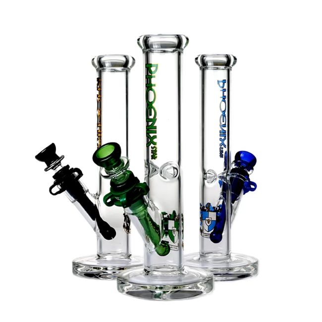 PHOENIX GLASS 12" STRAIGHT TUBE HEAVY DUTY WITH ASH CATCHER WATER PIPE
