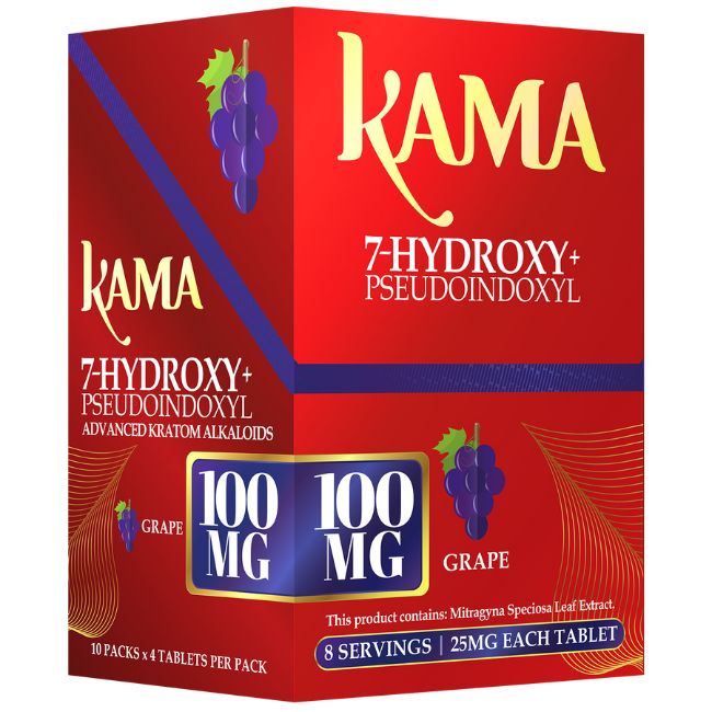 KAMA 7-HYDROXY + PSEUDO ADVANCED KRATOM ALKALOID 25MG PER TABLET 4CT/10PK - Image 2