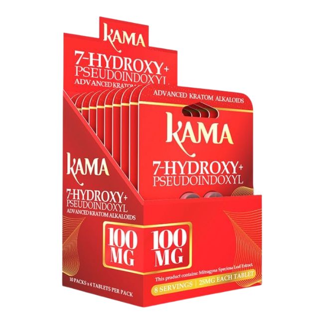 KAMA 7-HYDROXY + PSEUDO ADVANCED KRATOM ALKALOID 25MG PER TABLET 4CT/10PK - Image 4
