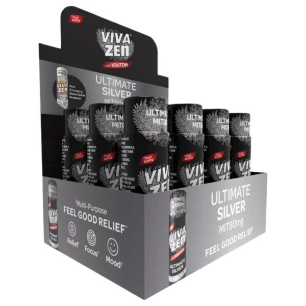 VIVAZEN ULTIMATE SILVER MIT 80MG 15ML KRATOM SHOT 12CT/ BOX