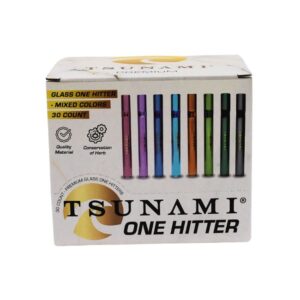 TSUNAMI PREMIUM GLASS ONE HITTER 30CT / BOX (MIXED COLORS)