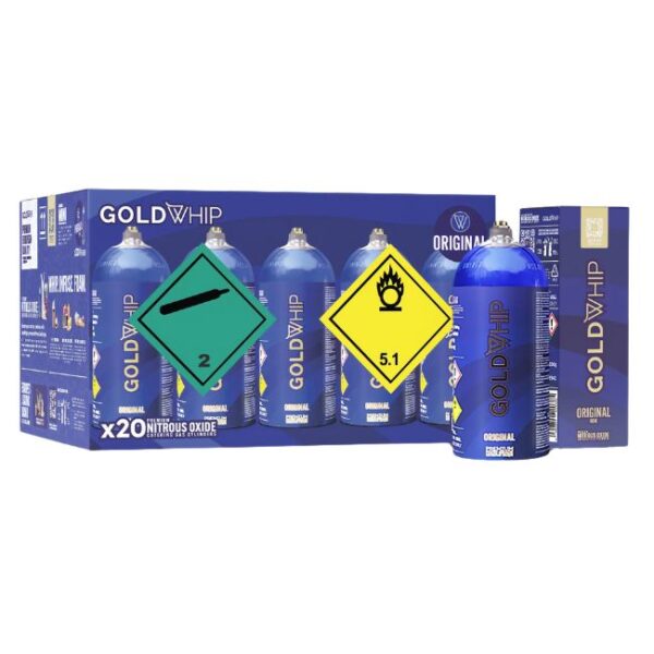 GOLD WHIP N2O 200G / 0.3L MINI TANKS ORIGINAL CHARGER 20CT/ BOX