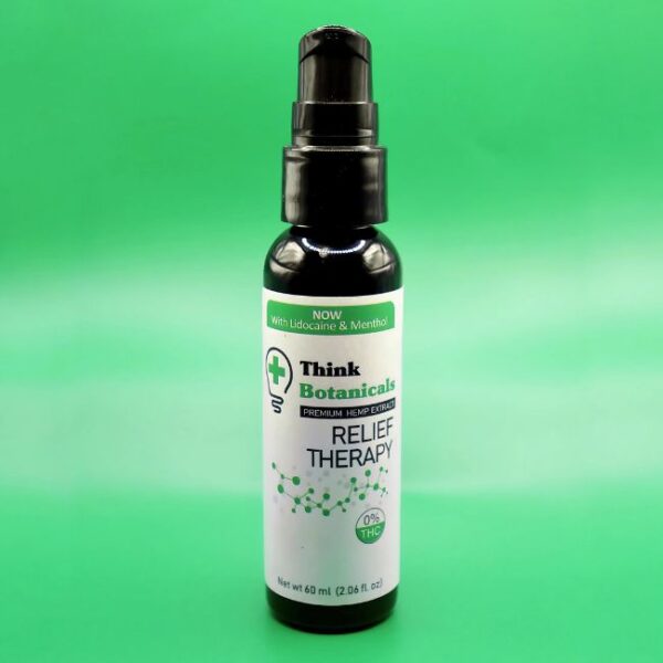 THINK BOTANICALS CBD RELIEF THERAPY 1000MG LIDOCAINE & MENTHOL CREAM 60ML BOTTLE