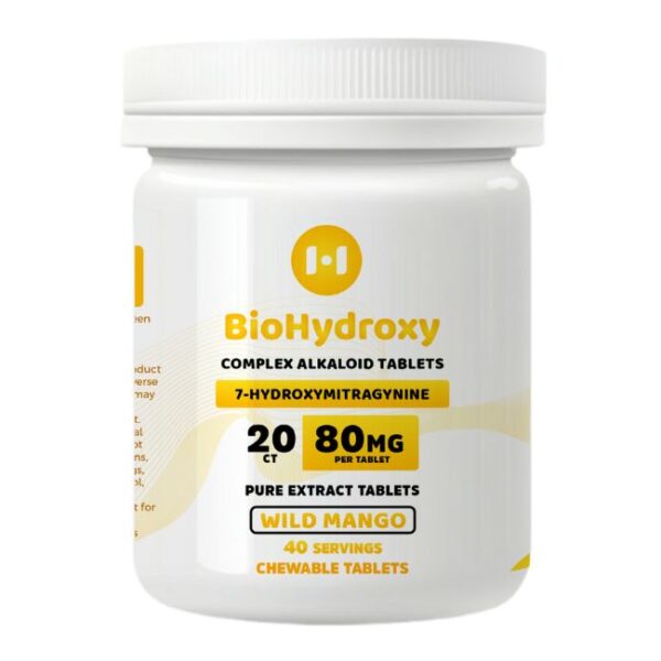 BIOHYDROXY COMPLEX  ALKALOID 7-HYDROXY 80MG PER TABLET 20CT/ JAR