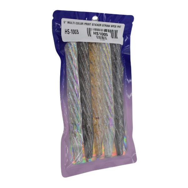 5'' MULTI COLOR TWISTED TUBE  STRAW PACK OF 5