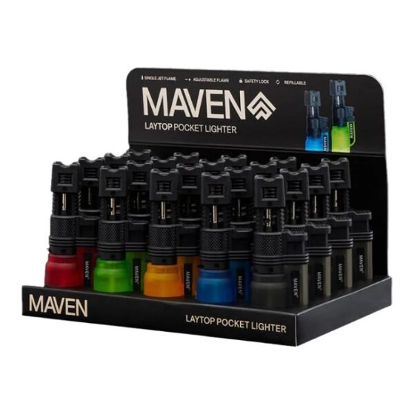 MAVEN LAYTOP POCKET WIND PROOF TORCH LIGHTER 20CT/ DISPLAY - Image 2