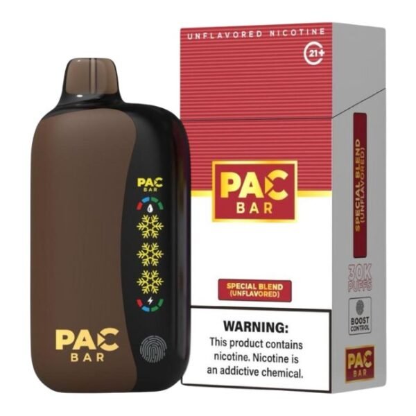 PAC BAR UNFLAVORED NICOTINE 4% DISPOSABLE (100ML) 30K PUFFS 5CT/ BOX - Image 6