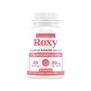 ROXY+ 7-HYDROXY MITRAGYNINE LEAF EXTRACT ALKELOID 20MG PER TABLET 10CT BOTTLE