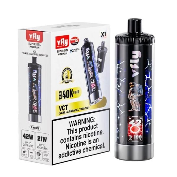VFLY SUPER DTL HOOKAH KIT 6% DISPOSABLE (90ML) 40K PUFFS 5CT/ BOX - Image 5
