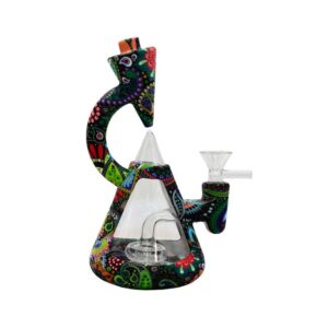 8.5''SILICONE WITH GLASS BEAKER WATER PIPE