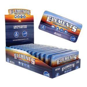 ELEMENTS LIMITED EDITION METAL KING SIZE CONE CASE TIN 4CT/ 12PK BOX
